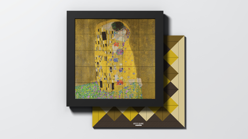 ART N°2 – Le Baiser — packshot de l’Édition DECO avec chevalet.