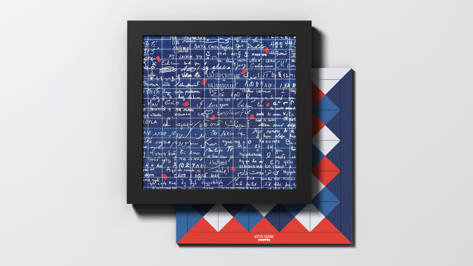 Le Mur des Je t'aime — packshot de l’Édition DECO avec chevalet.
