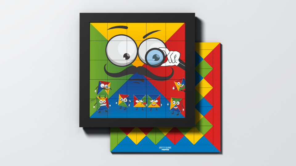 Le poster-jeu United Square Original avec son chevalet.