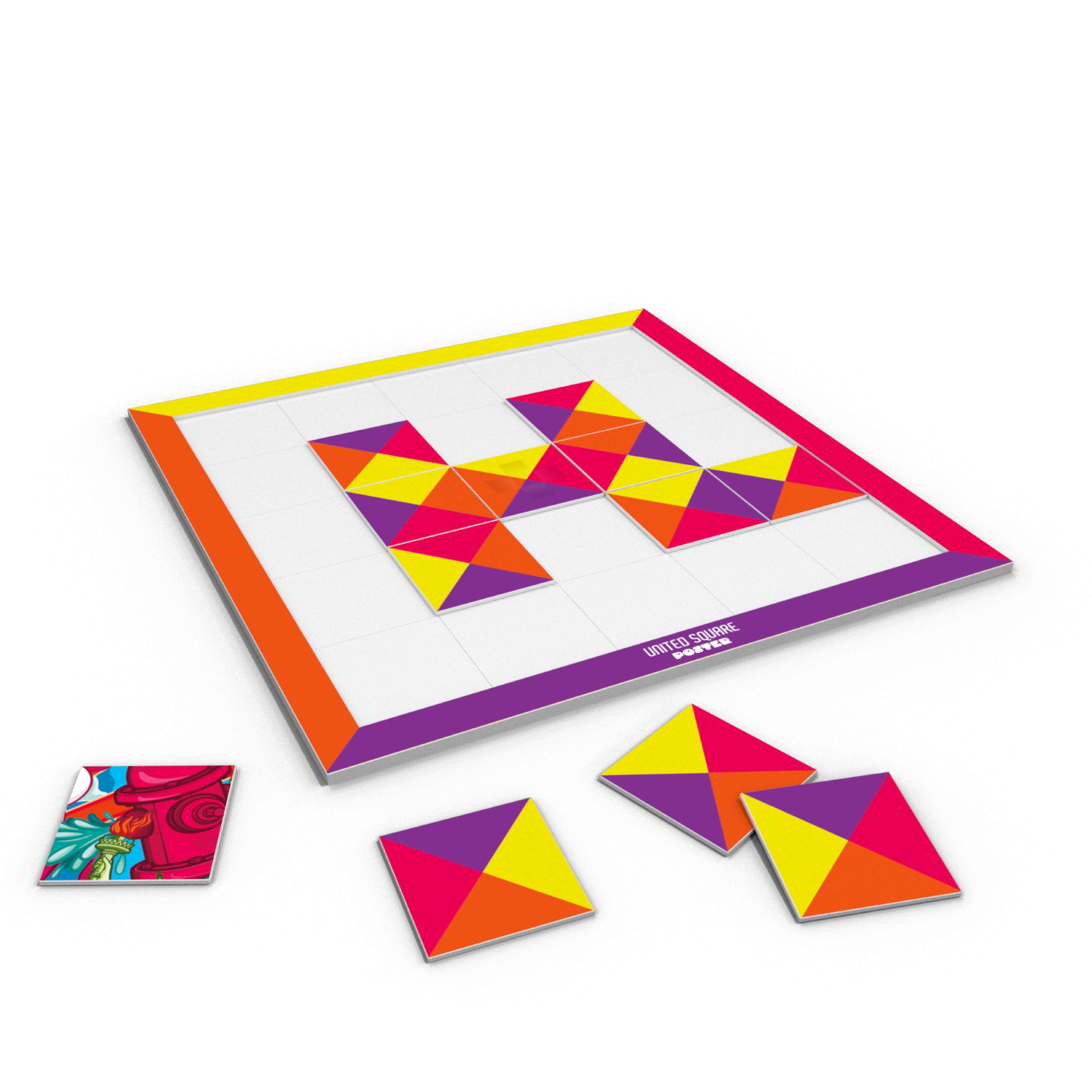 Jeu de stratégie United Square montré comme une expérience de table.