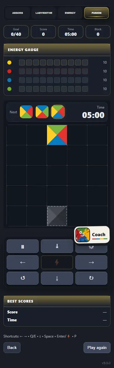 FUSION in the HUB: board and touch controls on mobile.